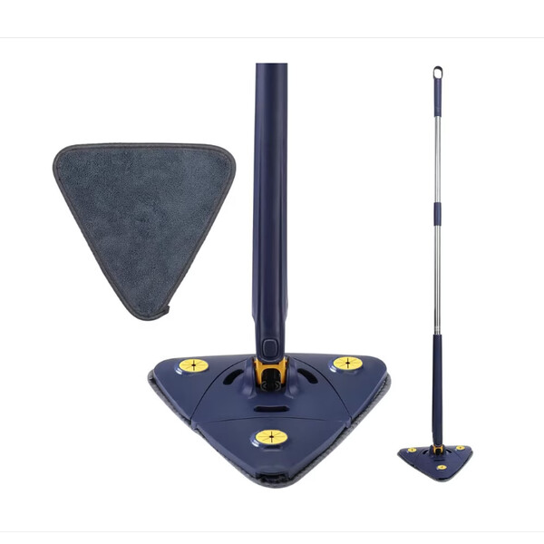 Mop multifunctional pentru suprafete uscate si ude, cap triunghiular rotativ 360°, stergator pentru geamuri, podele, pereti, mobila, laveta microfibre, maner telescopic, ajustabil