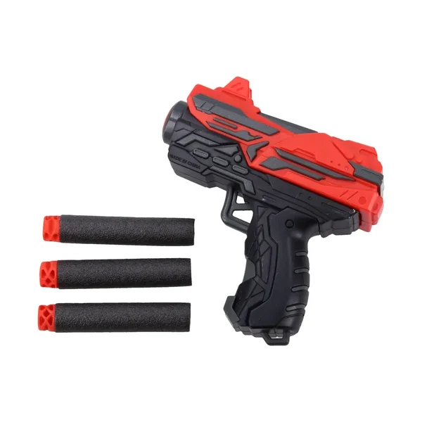 Pistol din plastic 12x10cm , cu 6 gloante de spumă 7.5x1cm