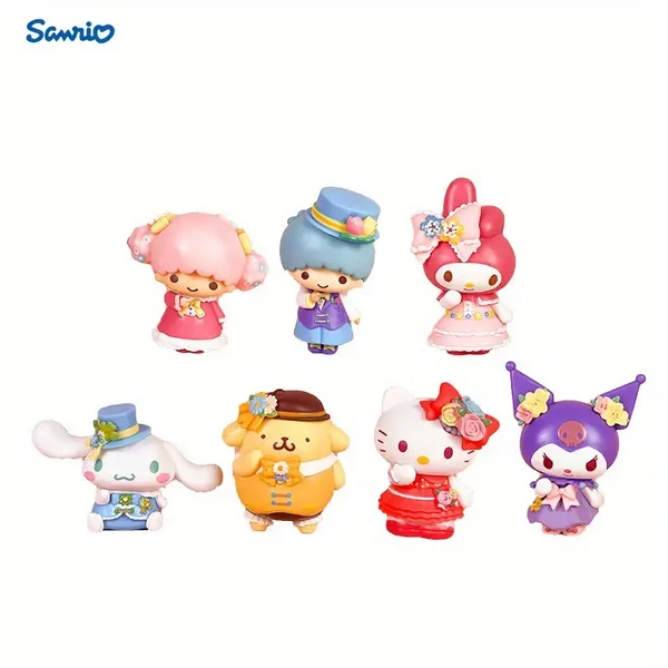 Set 7 figurine Sanrio Lovers Club, Kitty, My Melody, multicolor, 6 cm